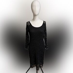 Guess Black Long Sleeve Lace Dress